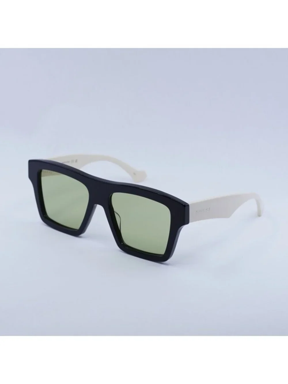 Gucci GG0962S 004 Sunglasses Black White Square Frame, Green Lenses
